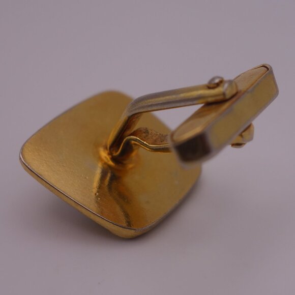 Gold Color Rectangle Cuff Links with Black Stone - Picture 12 of 12